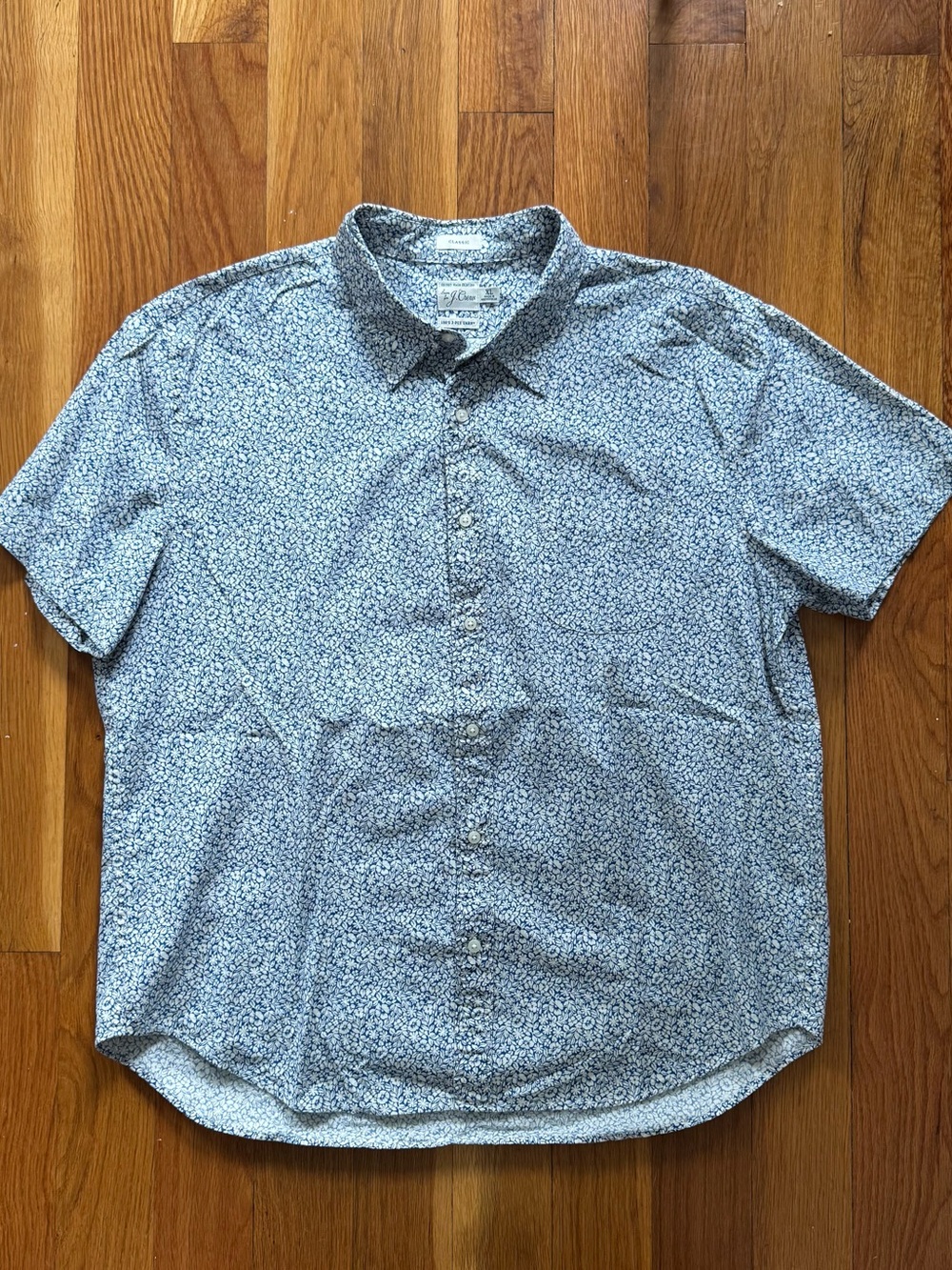 J.Crew Short Sleeve Floral Button Down Shirt XL Blue